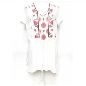 Johnny Was JWLA Emboridered Aztec Boho Blouse Top